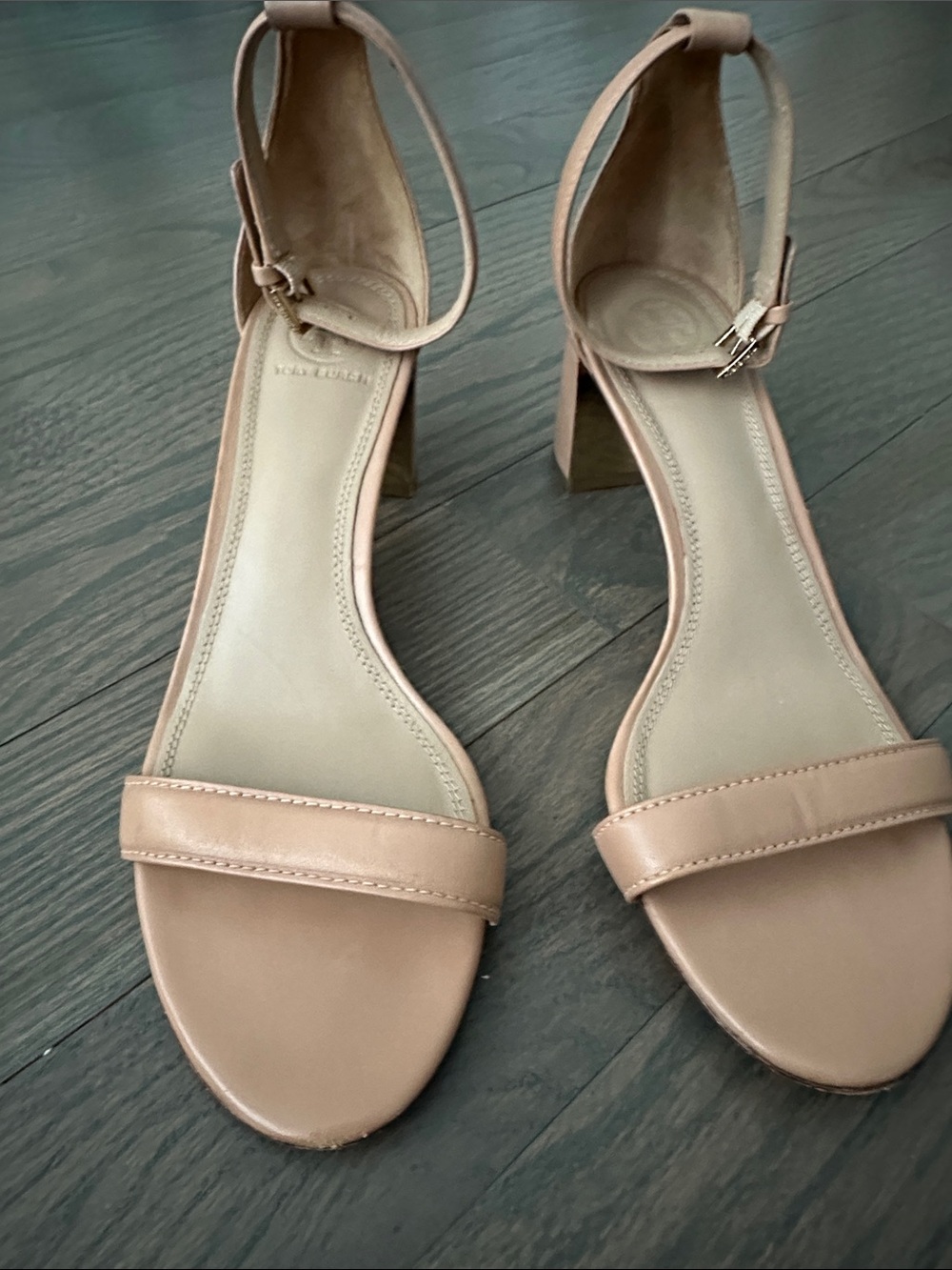 Tory Burch Women’s Nude Ankle-Strap Block Heel Sandals